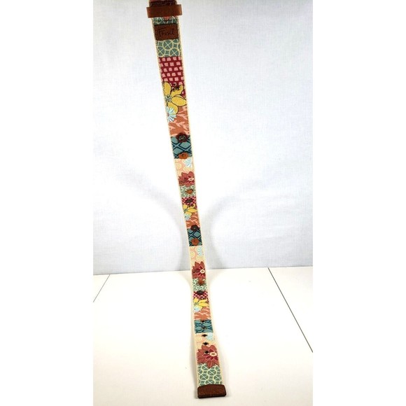Fossil Leather Belt Woman\'s Boho Festival Patchwork Size Med main image 4
